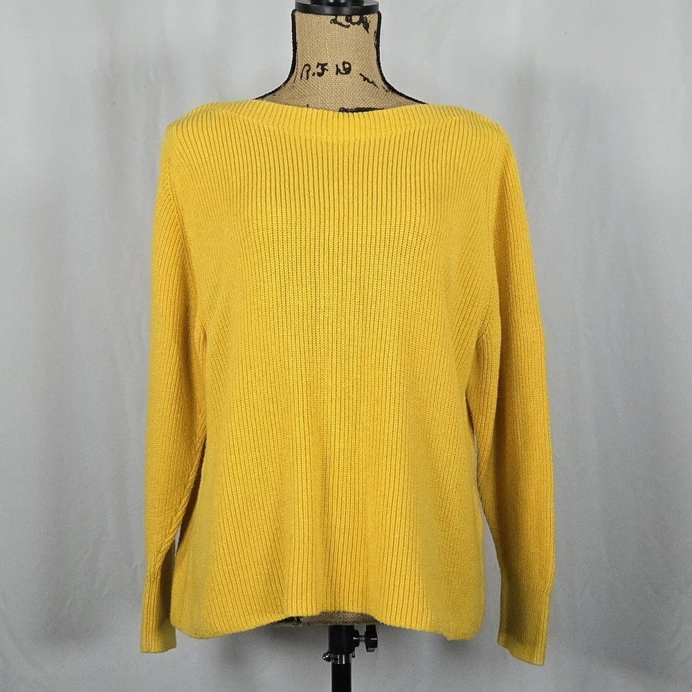 Banana Republic Women's L Yellow Ribbed Knit Boatneck Sweater